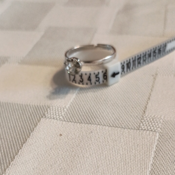 Adjustable Silver Tone Ring with Faux Diamond - Picture 2 of 6